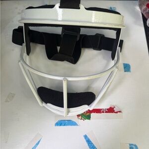 White Face Mask with Cushioned Padding and Adjustable Straps